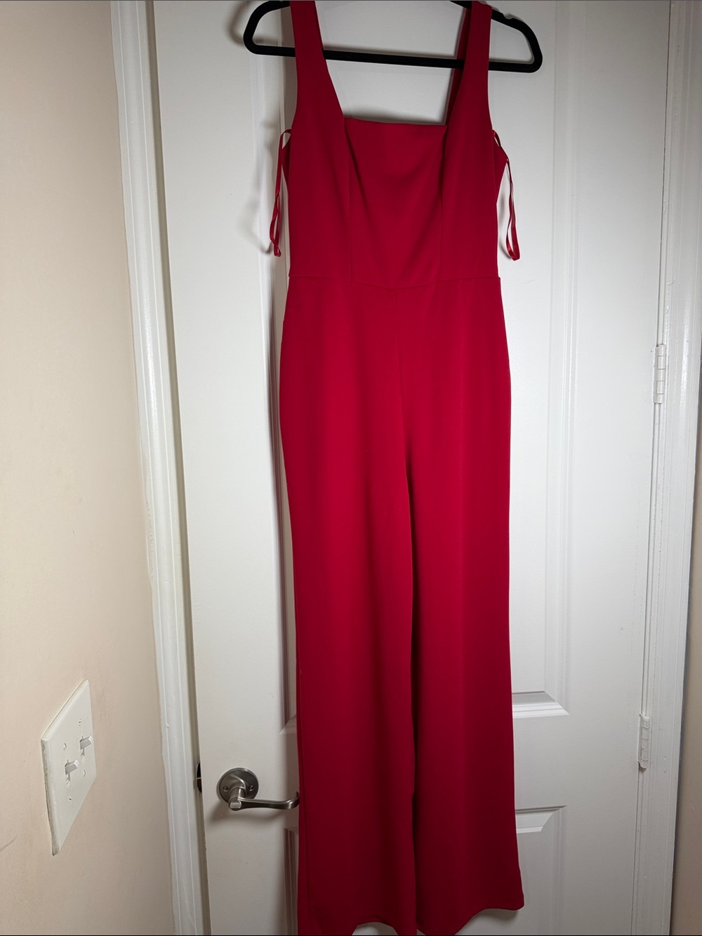 Sleeveless Red Wide-Leg Jumpsuit